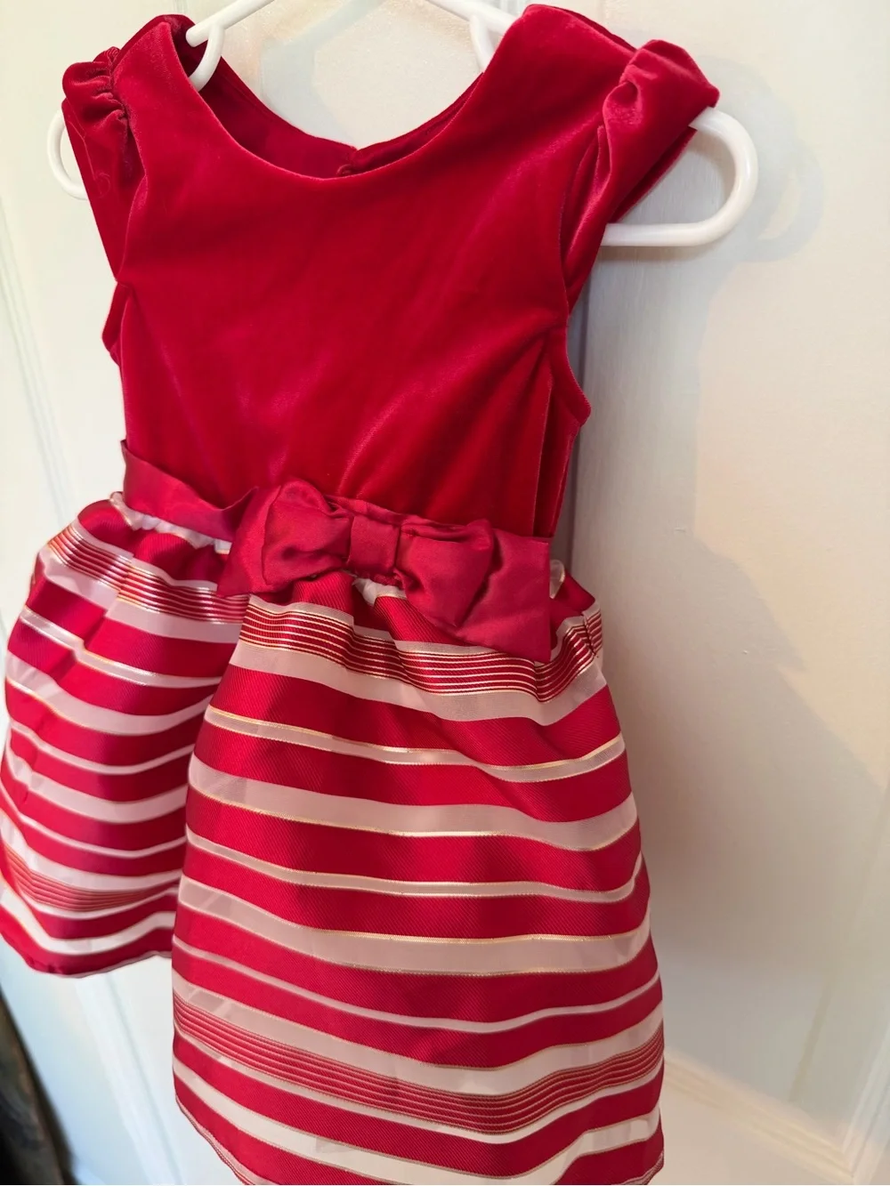 NWT The Children's Place Red Satin & Striped Organza Holiday Dress 12-18M